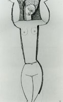 Amedeo Modigliani Caryatid, Frontal View, Necklace and Belt of Pearls