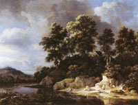 Jacob van Ruisdael River Landscape with Beach