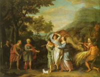 Jan van Neck The Arrival of Rebecca at Isaac