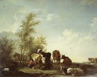 Paulus Potter Landscape with Cattle and a Milkmaid