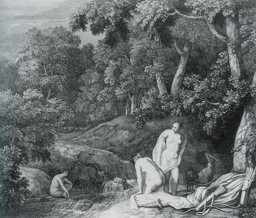 Abraham Blooteling after Jan van Neck - River Landscape with Three Nymphs