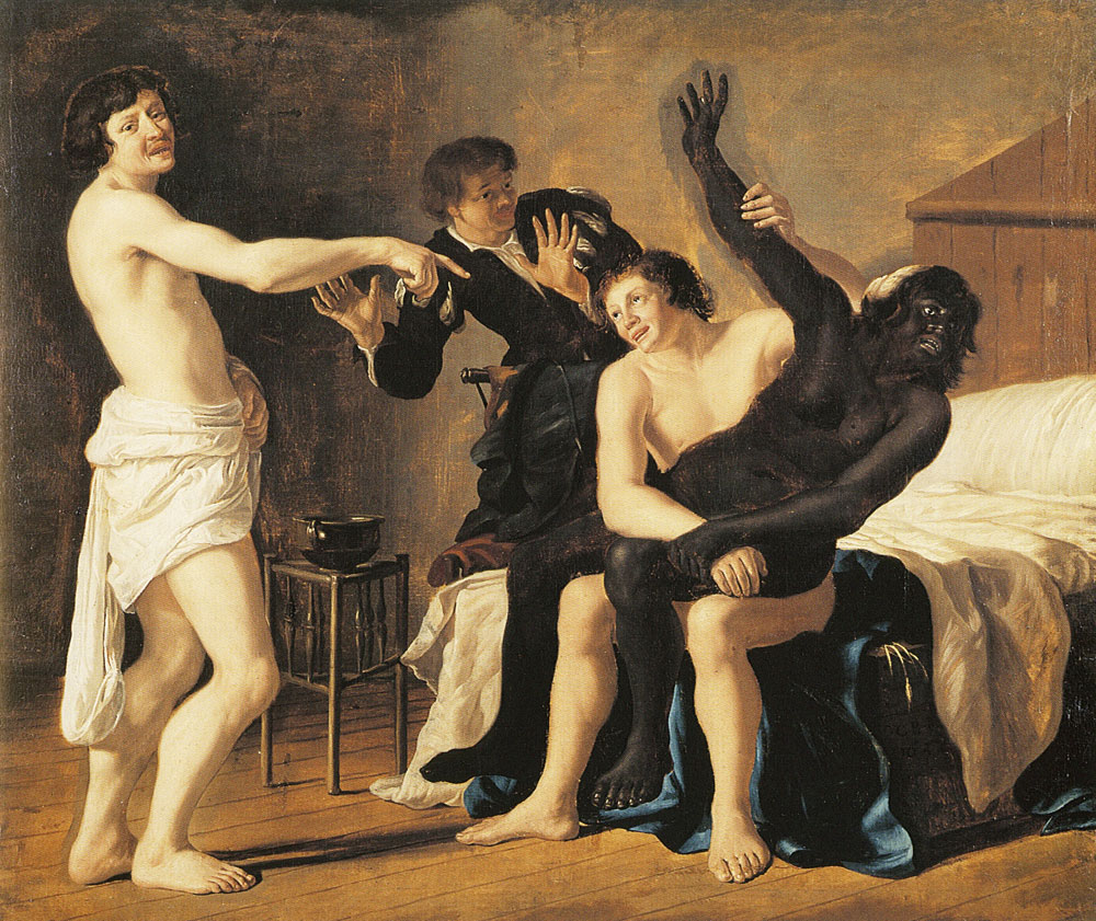 Christiaen van Couwenbergh - Three Young White Men and a Black Woman