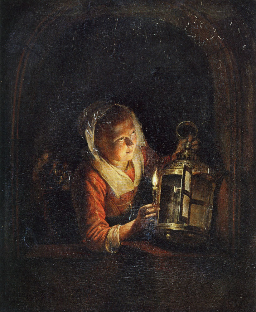 Gerard Dou - Young Woman with a Latern