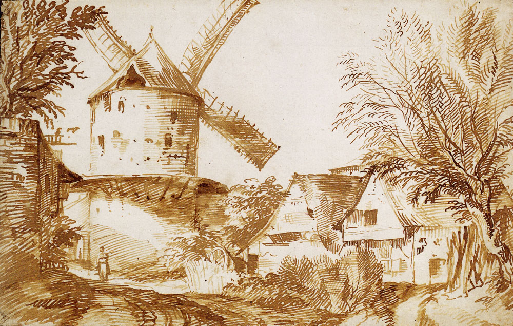 Jan Lievens - Village Street with a Windmill