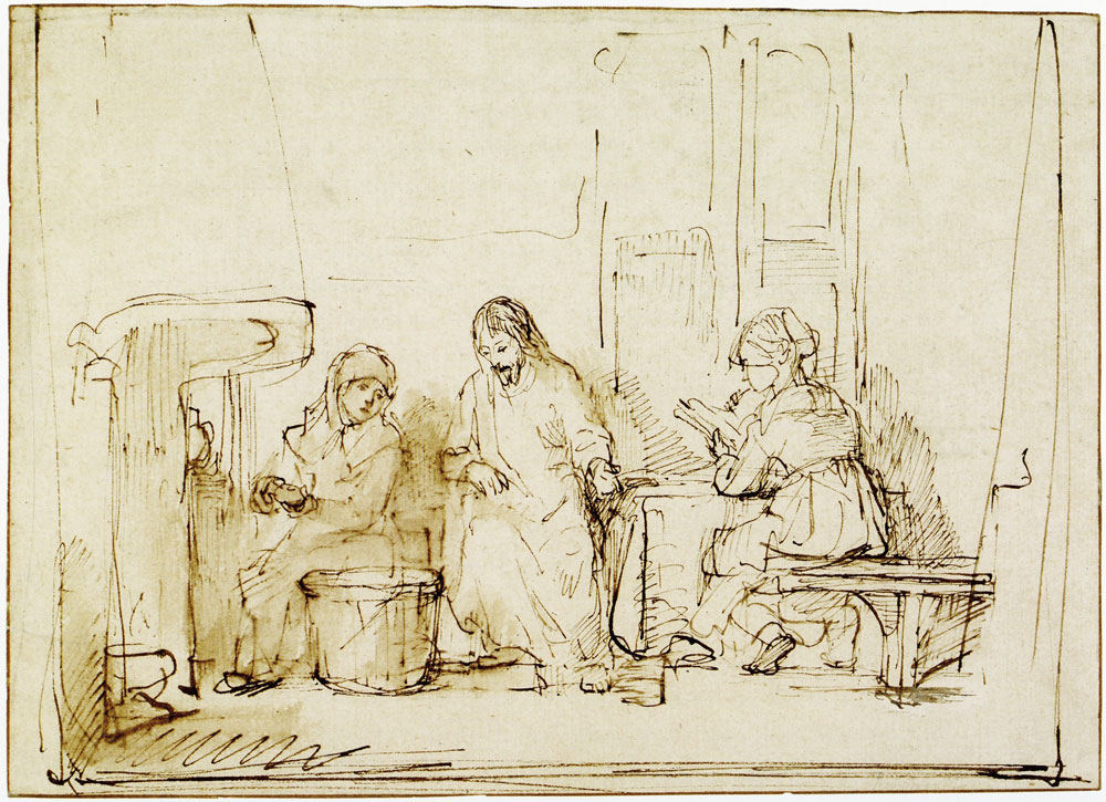 Pupil of Rembrandt - Christ Conversing with Martha and Mary