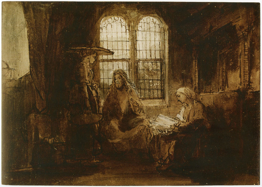 Circle of Rembrandt - Christ Conversing with Martha and Mary