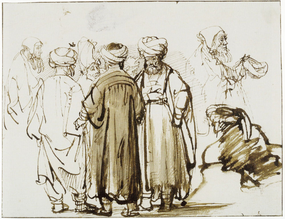 Rembrandt - Men in Oriental Apparel and Two Half-Length Studies of a Beggar