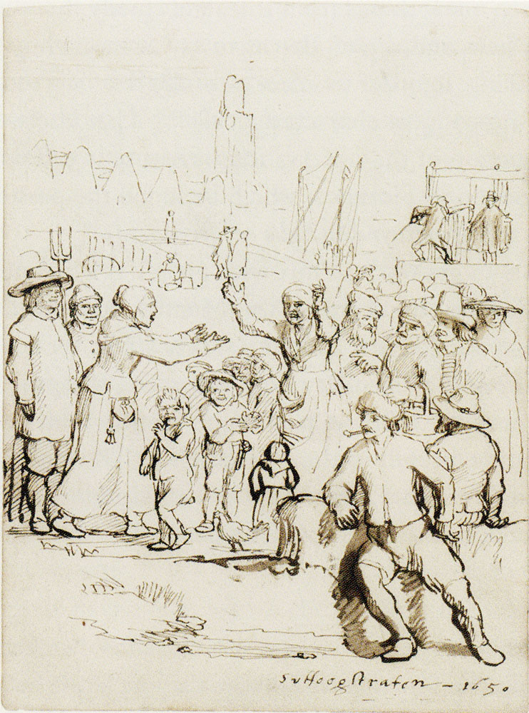 Samuel van Hoogstraten - Street Scene with Two Women Quarrelling
