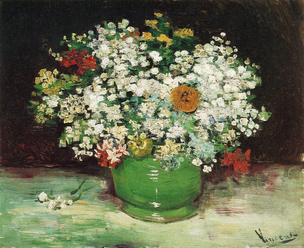 Vincent van Gogh - Bowl with Zinnias and Other Flowers