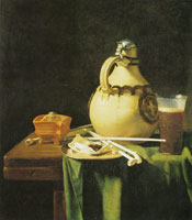 Pieter van Anraadt Jug, Glass of Beer, and Pipes on a Table