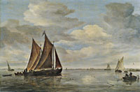 Salomon van Ruysdael Fishing Boats on a River