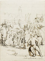 Samuel van Hoogstraten Street Scene with Two Women Quarrelling