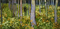 Vincent van Gogh Couple Walking Between Rows of Trees