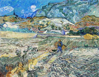 Vincent van Gogh Enclosed Field with Farmer Carrying a Bundle of Straw