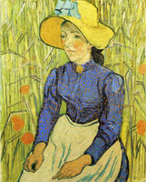 Vincent van Gogh Girl with Straw Hat, Sitting in the Wheat