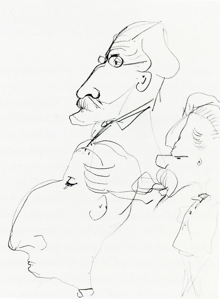 Claude Monet - Caricature of Three Men in Profile