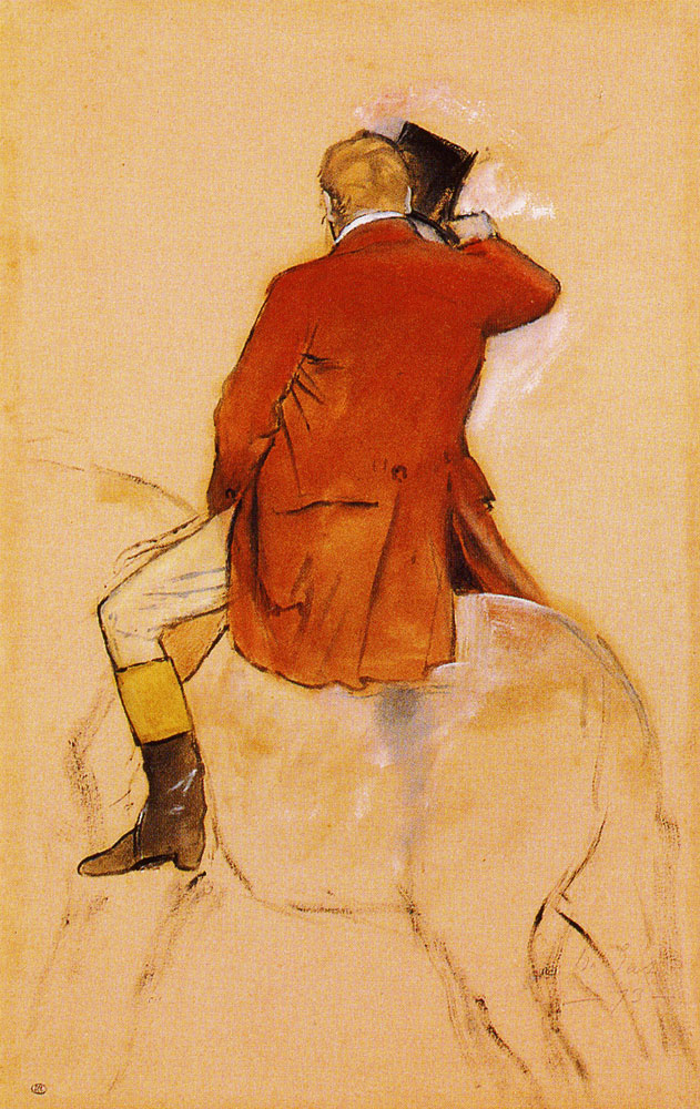 Edgar Degas - Rider in a Red Coat Viewed from Behind
