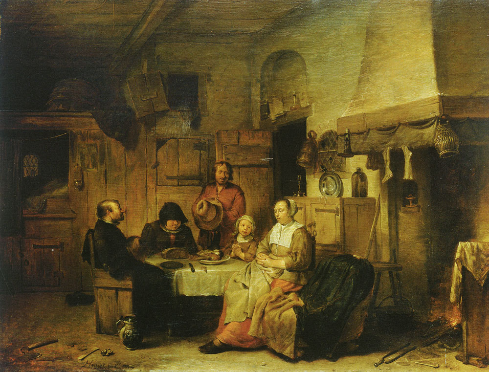 Egbert van Heemskerck - A family saying grace