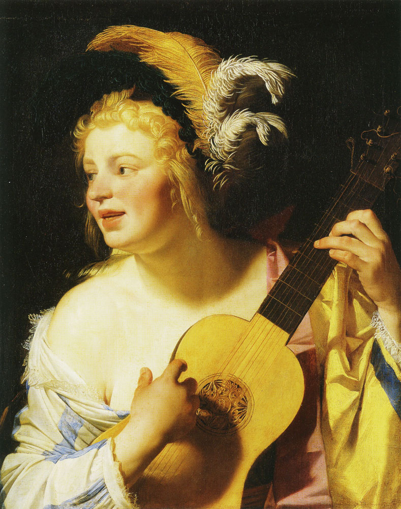 Gerard van Honthorst - Woman Playing a Guitar