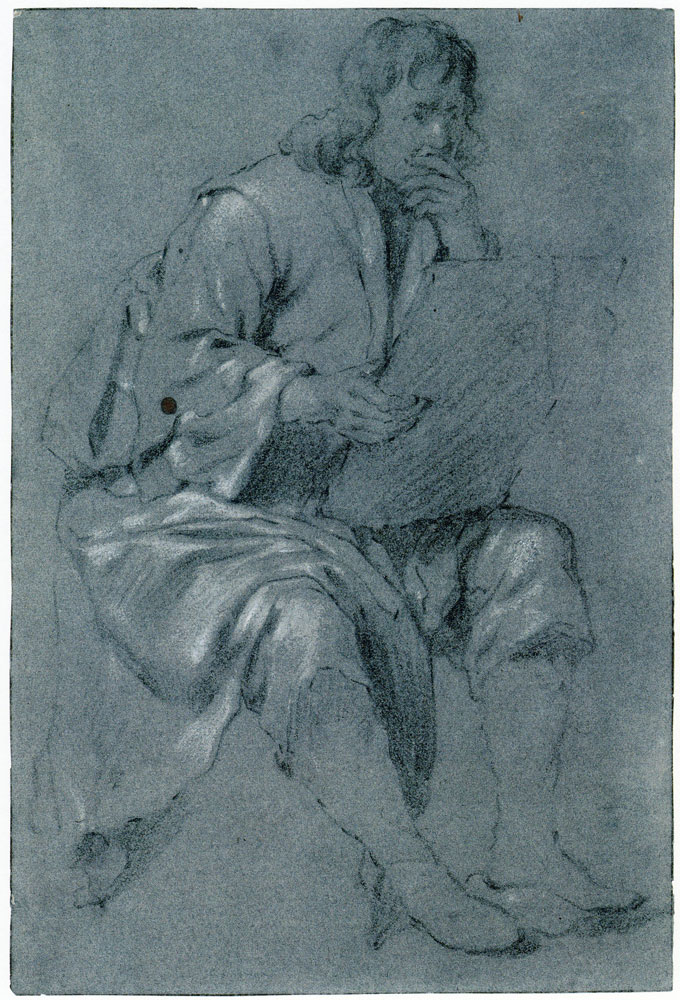 Govert Flinck - Seated man with a drawing in his hand