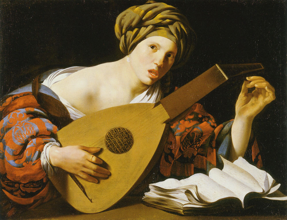 Hendrick ter Brugghen - Young Woman Tuning a Lute and Singing