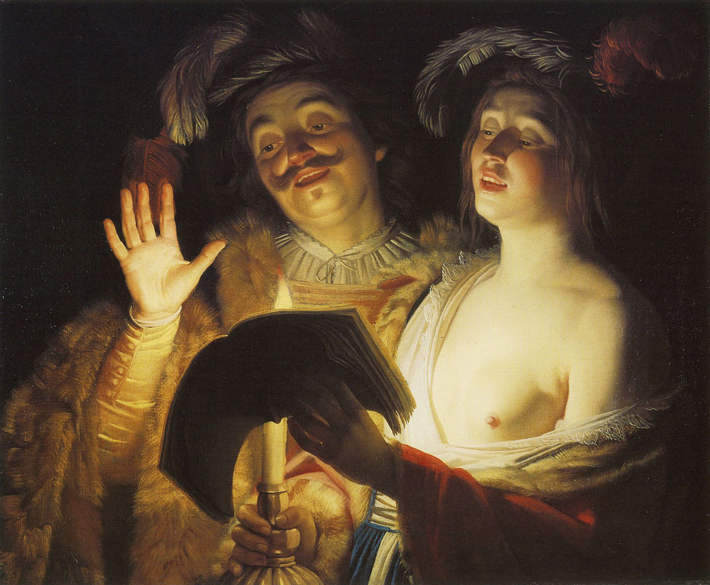 Gerard van Honthorst - Cavalier and Woman Singing by Candlelight