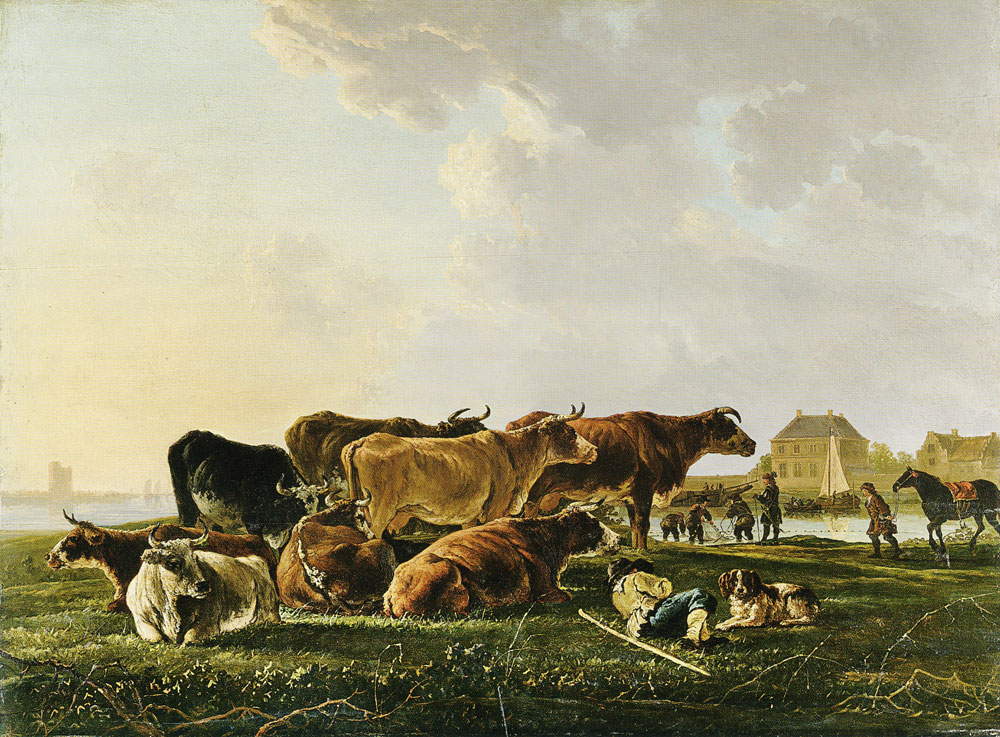 Jacob van Strij - Landscape with Cattle