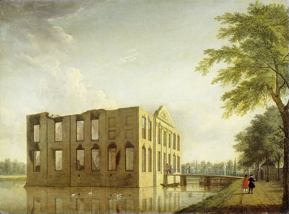 Jan ten Compe - The left façade of Berkenrode Castle after the fire of 1747