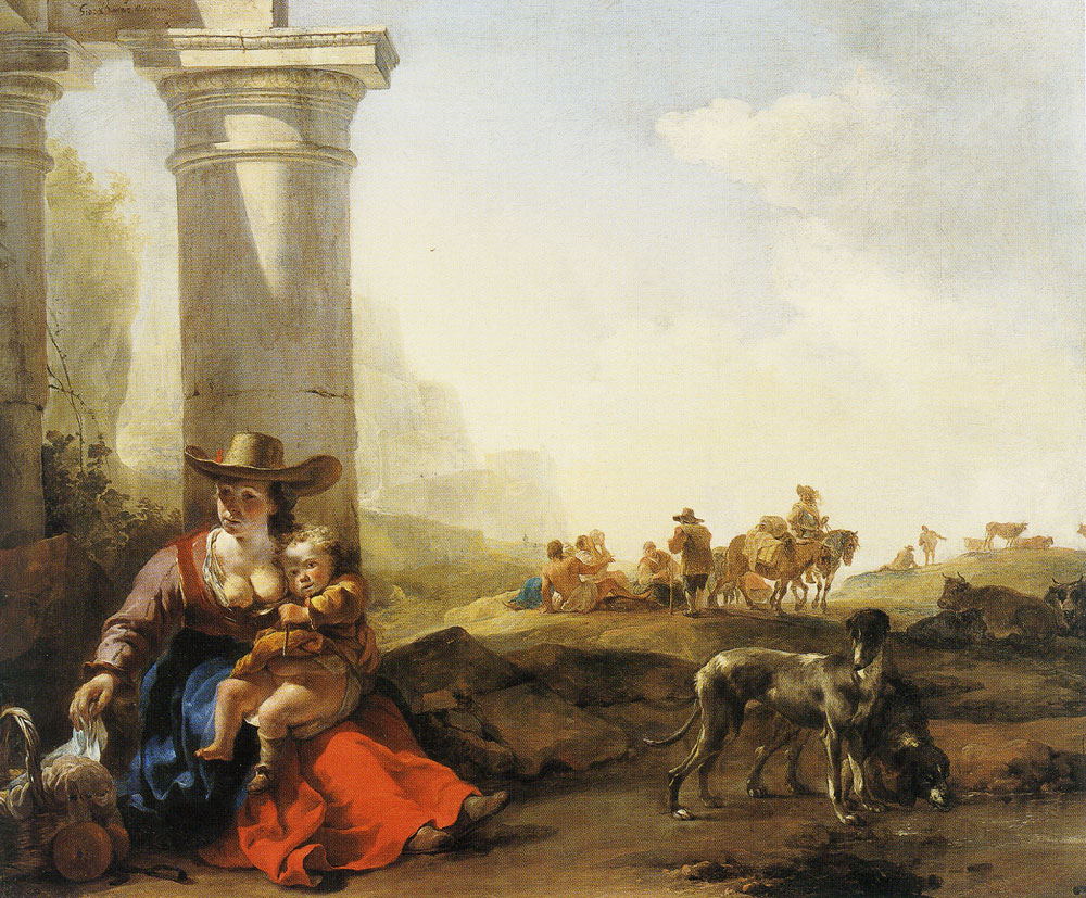 Jan Baptist Weenix - Italian Peasants among Ruins