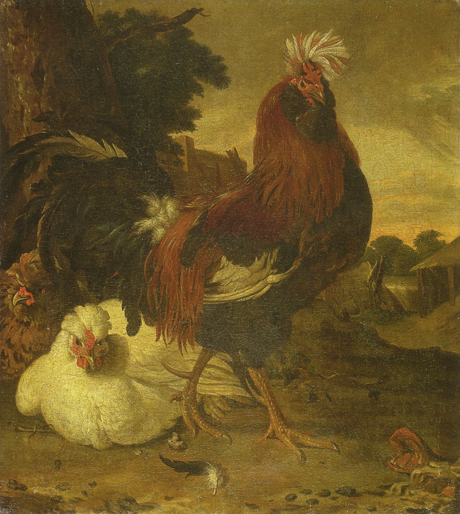 Copy after Melchior d'Hondecoeter - A rooster and two hens