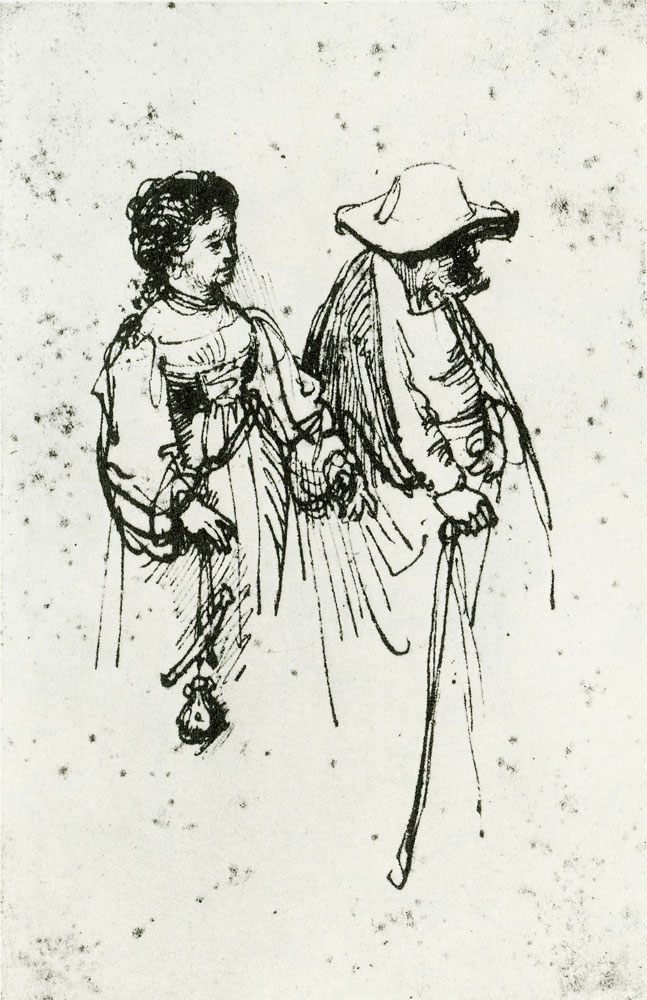 Rembrandt - Old Man and Young Woman Walking