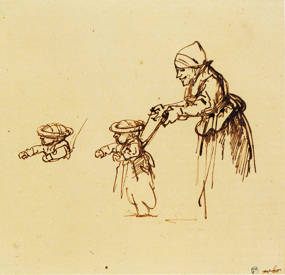 Rembrandt - An Old Woman Teaching a Child how to Walk