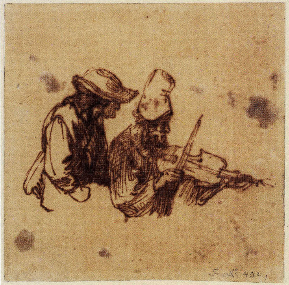 Rembrandt - Violin Player and Woman