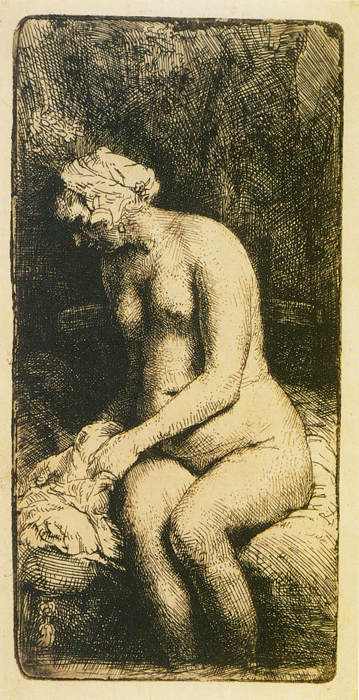 Rembrandt - A Woman Bathing her Feet in a Brook