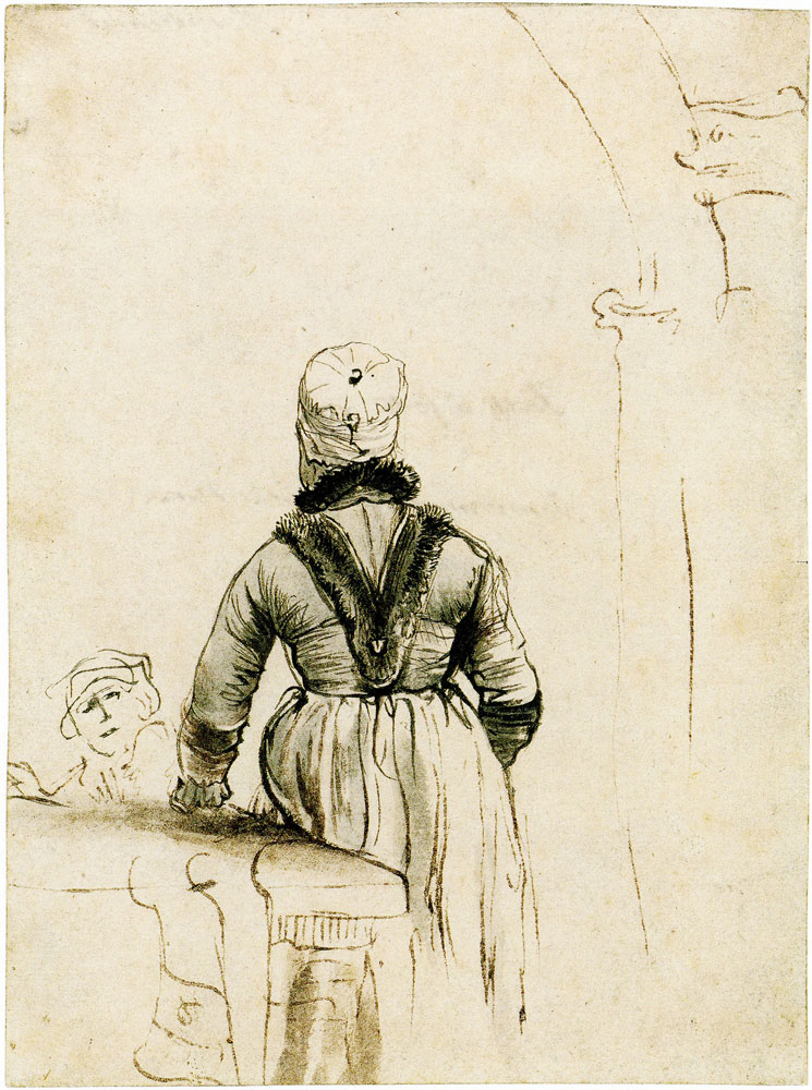 Andreas van Rijmsdijck after Rembrandt - Standing woman seen from behind