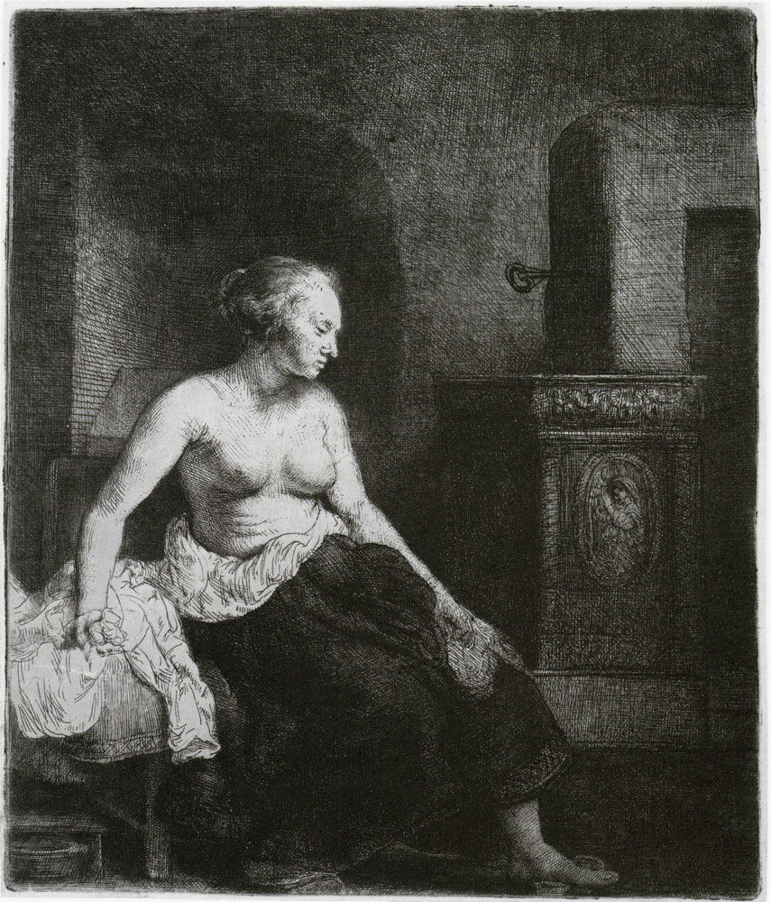 Rembrandt - A Woman Sitting Hald-dressed before a Stove