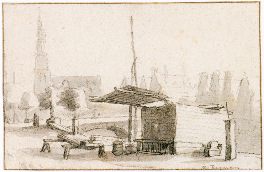 Roelant Roghman - A sawmill on the Prinsengracht in Amsterdam