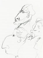 Claude Monet Caricature of Three Men in Profile