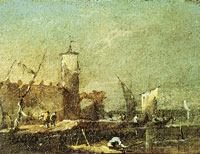 Francesco Guardi Imaginary Landscape with a Walled Structure and a Tower