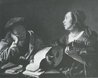 Govert Flinck A young man reading and a young woman playing the lute