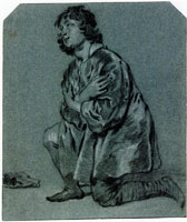 Jacob Adriaensz. Backer Kneeling youth with his arms crossed over his chest