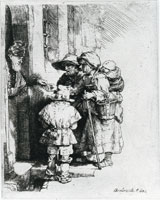 Rembrandt Beggars Receiving Alms at the Door