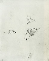 Rembrandt Sketches of Small Heads and Busts