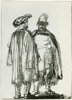 Rembrandt Two Orientals Wearing Long Cloaks in Discussion