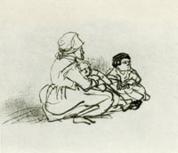 Rembrandt Woman Seated on the Ground