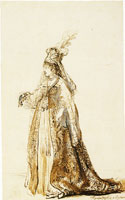 Rembrandt A Woman in a Rich Dress with Plumed Cap
