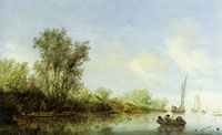 Salomon van Ruysdael River landscape with fishermen