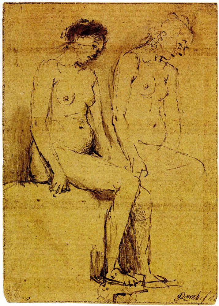 Arent de Gelder - Two studies of a seated female nude