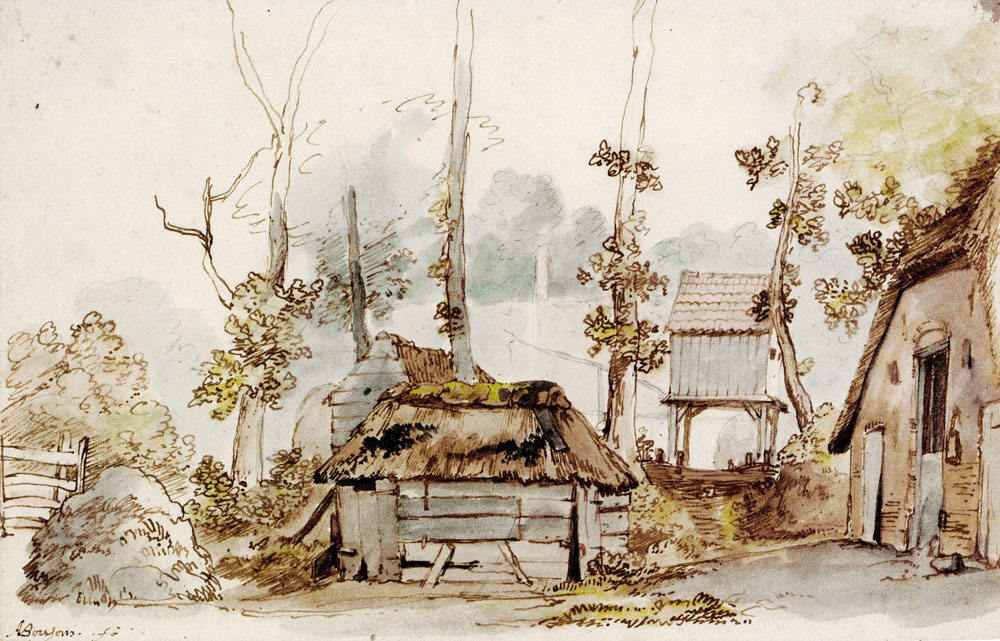 Anthonie van Borssom - A farmhouse, a shed, a dovecote and other buildings in the background