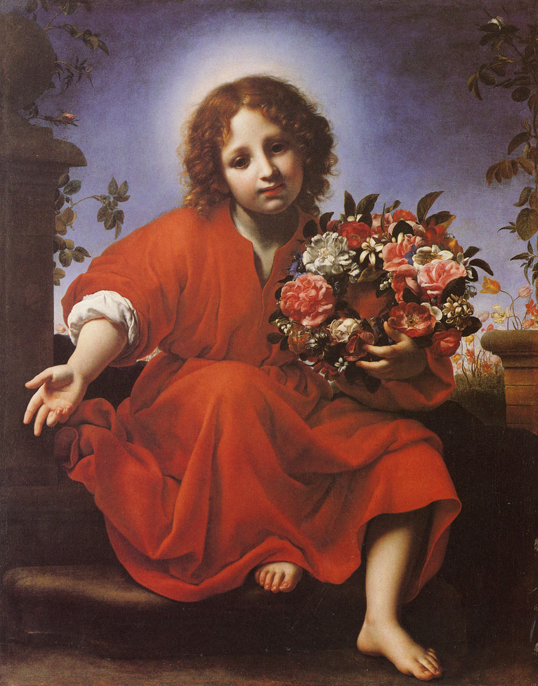 Carlo Dolci - The Christ Child with a Wreath of Flowers